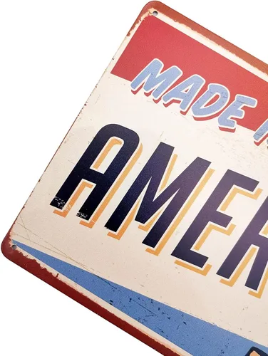 Vista 2 de ERLOOD Cartel de hojalata vintage de metal retro Made in America de 12 x 8
