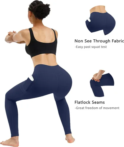 Vista 4 de Fengbay - 2 Pack Pantalones de yoga de cintura alta con bolsillos, mallas de yoga para control de abdomen, para correr, para mujer