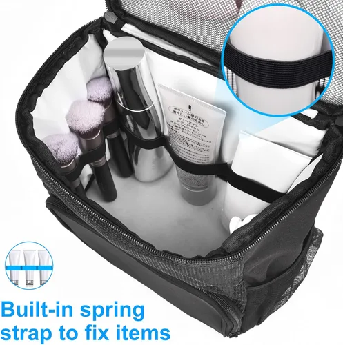 Vista 4 de Carrito de ducha portátil, (versión actualizada, compatible con botellas de tamaño completo), bolsa de aseo colgante, gran capacidad, resistente al