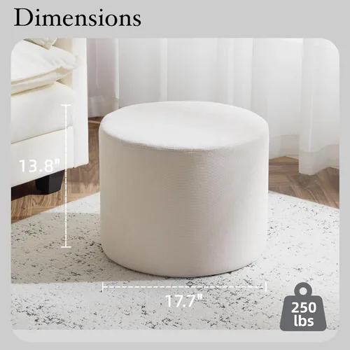 Vista 2 de Bezseller Soft Boucle Puf Otomano, Cómodo Reposapiés, Taburete con Relleno de Espuma Completo para Sala de Estar, Dormitorio, Comodidad Ligera