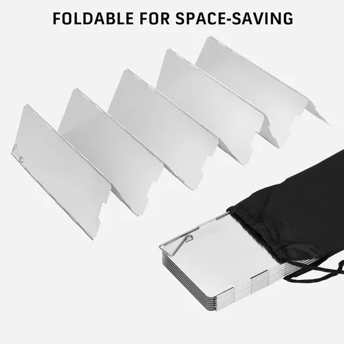 Vista 5 de Parabrisas para estufa de camping de 8 placas plegables, para estufa al aire libre, parabrisas para estufa de campamento, parabrisas de aleación