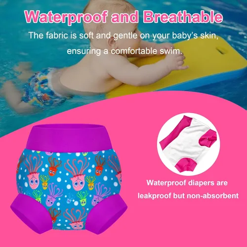 Vista 56 de BIG ELEPHANT Pañales de natación para bebé, 3 piezas, reutilizables, ajustables, lavables, impermeables, para niños y niñas, de 6 meses a 5 años
