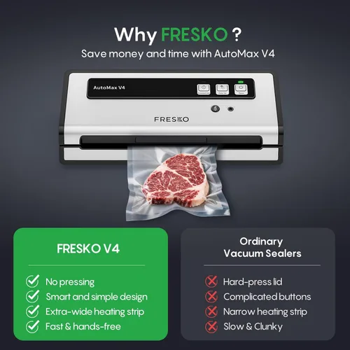 Vista 5 de FRESKO Máquina selladora al vacío con detección automática de bolsas, juego de accesorios al vacío de tarro Mason, doble sellado térmico, fácil