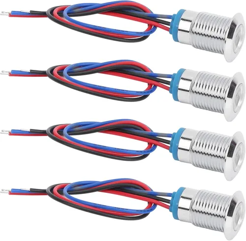 Vista 10 de Marhynchus 4 juegos de luces indicadoras LED precableadas LED redondas, impermeables, luz de 2 colores, electrodo de ánodo común de 12-24 V 0.472 in