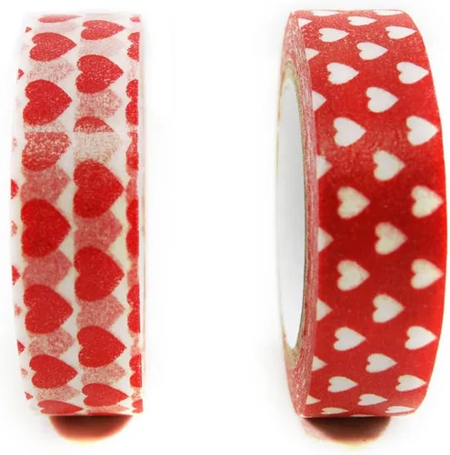 Vista 2 de Wrapables Red Hot Hearts - Cinta adhesiva japonesa Washi (juego de 2), 32.8 ft de largo x 0.591 in de ancho