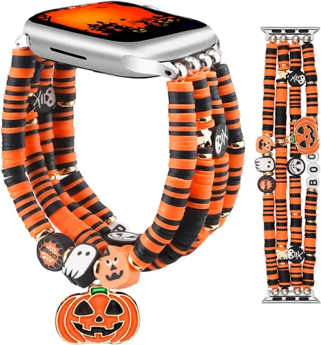 Vista 23 de JR.DM - Pulsera de cuentas compatible con Apple Watch de 40 mm, 38 mm, 41 mm, 42 mm; correa elástica hecha a mano para iWatch Series A1 colorido