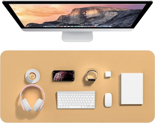 Vista 8 de Hsurbtra - Almohadilla de escritorio, 23.6 x 13.8 pulgadas, alfombrilla de escritorio de piel sintética, M extendida, protector de escritorio