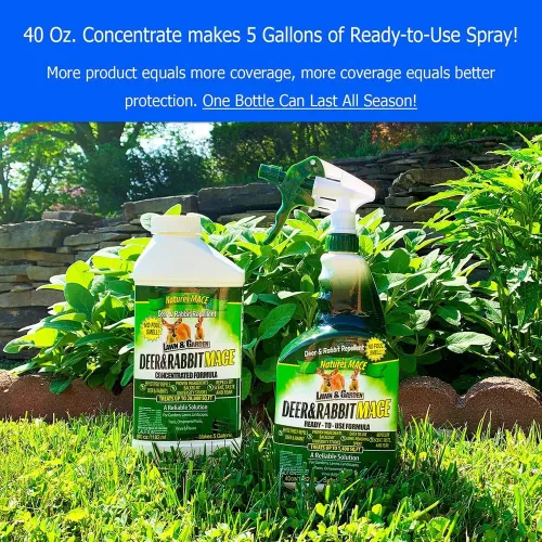 Vista 7 de Nature's MACE Maza para Ciervos y Conejos, repelente de ciervos para plantas, kit combinado de 40 onzas, spray de menta, mantiene a los ciervos