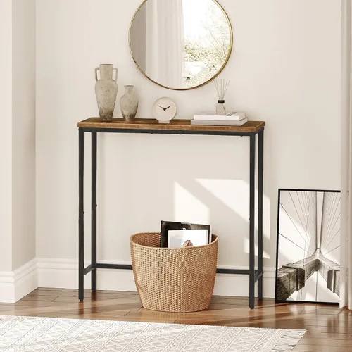 Vista 5 de HOOBRO Mesa consola estrecha, mesa de entrada pequeña de 29.5 pulgadas, mesa de exhibición lateral de sofá delgada, para pasillo, dormitorio, sala