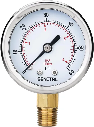 Vista 20 de SENCTRL Medidor de Baja Presión de 0-30 Psi, Tamaño de Esfera de 2", Montaje Inferior de 1/4 Npt, Impermeable, Carcasa de Acero Inoxidable