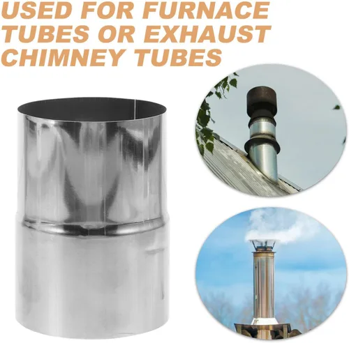 Vista 6 de HOMSFOU Estufa de acero inoxidable, conector de estufa ardiente para chimenea para ventilar humo/escape para camping, tienda de campaña, estufa