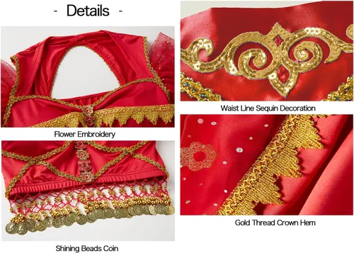 Vista 19 de Disfraces de princesa jazmín para mujer, disfraz de Aladdin para Halloween, cosplay, traje de danza del vientre