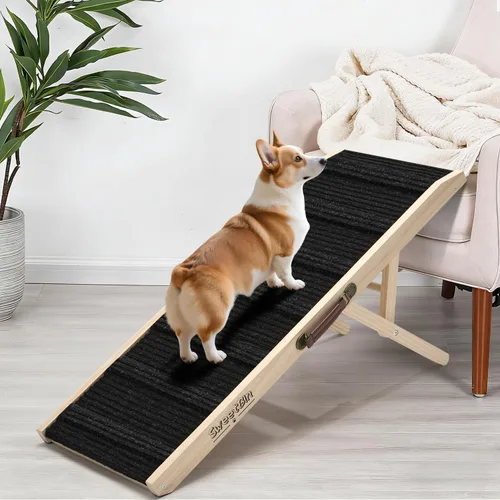 Vista 10 de Rampa para Perros Mejorada 2025 para Sofá - Rampa Plegable para Perros Pequeños para Cama - 4 Alturas Ajustables de 12" a 20" - Escaleras Portátiles