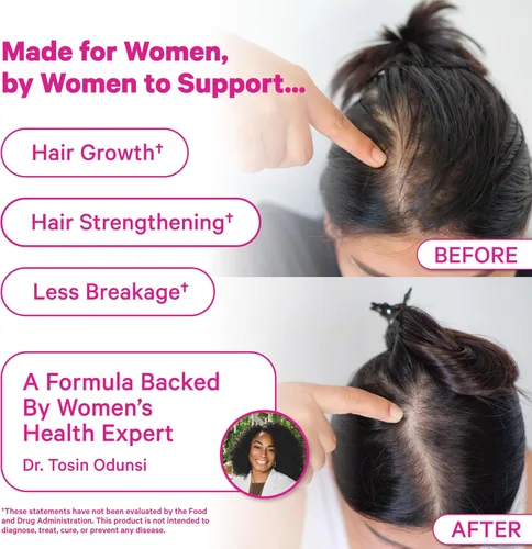 Vista 3 de Pink Stork Gomitas posparto para la pérdida del cabello Biotina, ácido pantoténico, vitamina E, B6, B12 Crecimiento posparto del cabello + apoyo