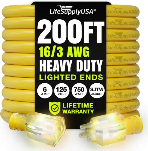 Vista 40 de Cable de extensión de 3 pies para interiores y exteriores 10/3 calibre Ultra resistente de 3 puntas SJTW, impermeable, cable de alimentación