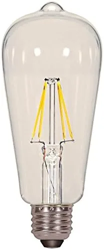 Satco S9581 - Paquete de 12 bombillas LED ST19 de 6.5 W, regulables, transparentes, 2700 K, color blanco cálido, base media (equivalente a 60 W)