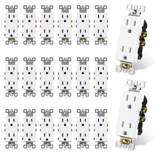 Vista 32 de ELEGRP Receptáculo Decorativo, tomacorriente de pared eléctrico estándar de 15A 125V, sin TR, 2 polos 3 cables, grado residencial con conexión a