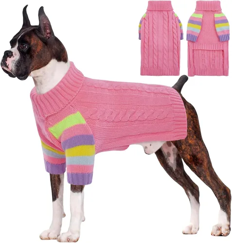Vista 21 de Suéter frío para perro, suéteres de invierno para perros medianos, hembras machos, suéter de cuello alto cálido para perros, suéter de manga larga