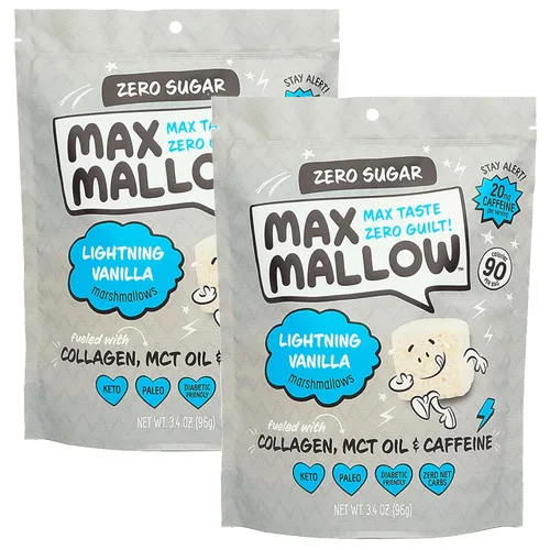 Vista 5 de Max Malva malvaviscos sin azúcar, aptos para dieta cetogénica, perfectos para S'mores, chocolate caliente y hornear con aperitivos sin azúcar