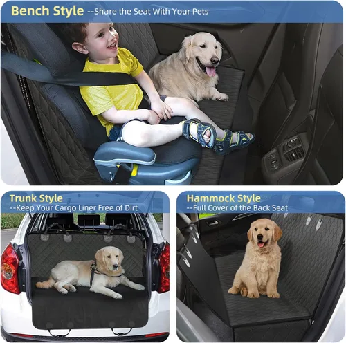 Vista 3 de TooCust Funda de asiento de automóvil para perro, 100% impermeable, hamaca de automóvil para perros, funda de asiento trasero para perro, hamaca