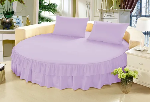 Vista 6 de Falda de cama – 1 pieza sólida de 21 pulgadas, con doble volante, caída a medida, para cama redonda, algodón puro de 800 hilos