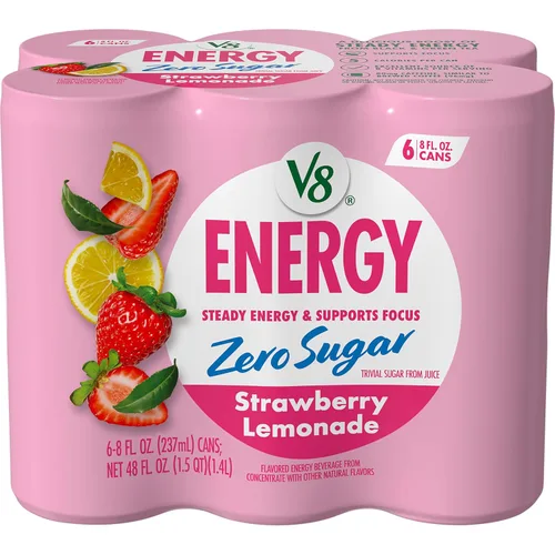 Vista 11 de V8 Energy Strawberry Banana Juice Energy Drink, lata de 8 onzas líquidas (paquete de 24)