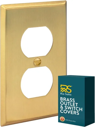 Vista 48 de Rio Salto Placa de pared de metal dorado en latón Placa de salida en blanco Cubierta para tomas de corriente no utilizadas Interruptor de pared de 1