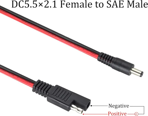 Vista 5 de Paquete de 2 cables adaptadores SAE a CC, enchufe SAE a CC de 0.217 in x 0.083 in, conectores macho con adaptador de polaridad inversa SAE