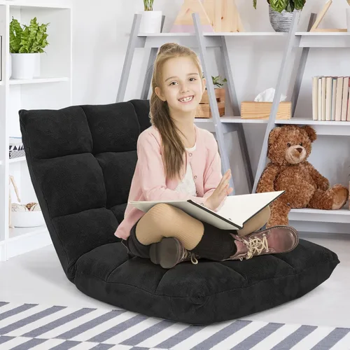 Vista 9 de Giantex Silla de piso plegable con soporte de espalda, 14 posiciones ajustables, cama plegable acolchada, sofá reclinable, silla de piso