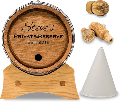 Red Head Barrels - Barriles de roble grabados personalizados de 1 litro para el envejecimiento de whisky, ron, tequila, bourbon, escocés y vino,