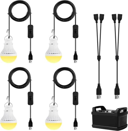 Vista 9 de Onite - Paquete de 2 bombillas LED USB para iluminación de emergencia para campamento, garaje, preparación para cortes de energía, para estación