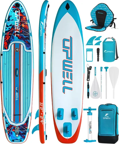 UPWELL 11’6”/11'2”/11'/10'8”/10'6”/10'2” Inflatable Stand Up Paddle Board with sup Accessories Including Backpack, Repairing Kits, Non-Slip Deck,