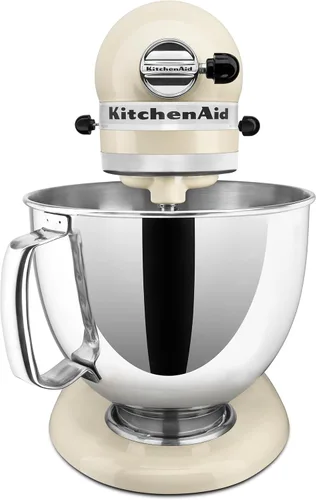 Vista 2 de KitchenAid Artisan Series Batidora de Pie con Cabezal Inclinable de 5 Cuartos con Escudo Vertedor KSM150PS, Crema de Almendra