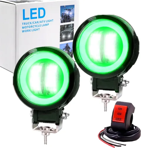 Vista 11 de Luces antiniebla para motocicleta con interruptor, luces auxiliares de motocicleta de 3 pulgadas, luces LED redondas tipo halo, luces exploradoras