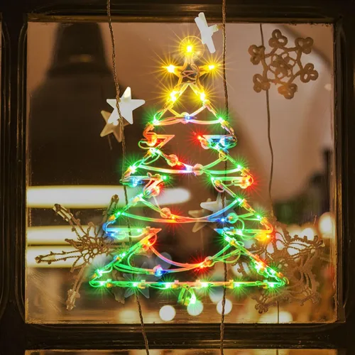 Vista 10 de LAMPHOME Decoraciones de luz de silueta de ventana de Navidad - Ángel iluminado para Navidad, fiesta, hogar, patio, césped, jardín