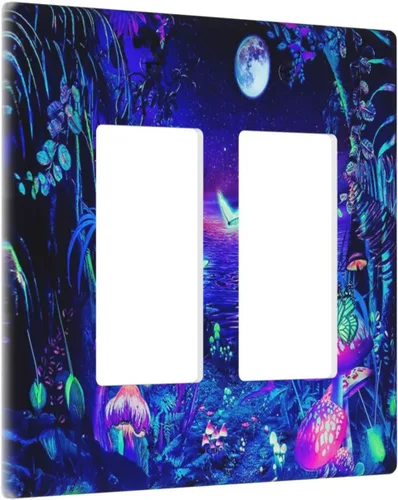 Vista 202 de Pintura al óleo de flores abstractas de 1 cuadrilla de interruptor de luz dúplex individual cubierta de salida placa de pared decorativa Placa