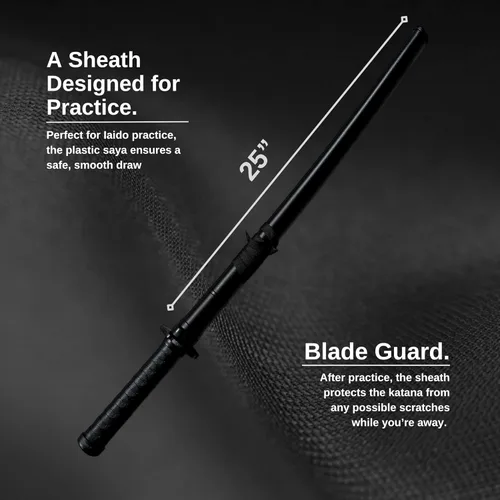 Vista 2 de E-BOGU Espada negra de polipropileno estilo madera con vaina de saya negra (33 pulgadas Mokume)