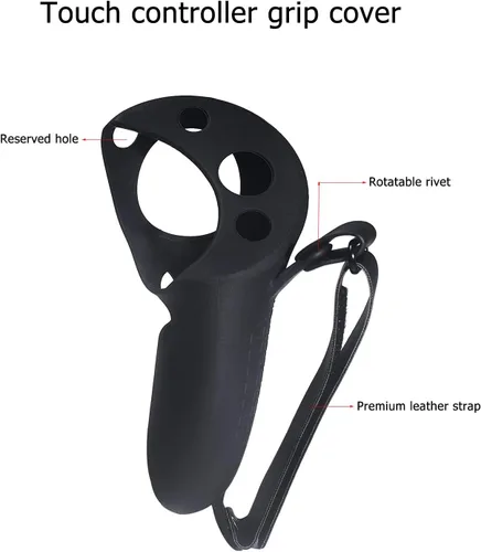 Vista 3 de Silicone Grip Cover for Meta Quest Pro, Protector Cover Compatible with Meta Quest Pro Accessories Touch Controller Grips with Knuckle Straps (Black)