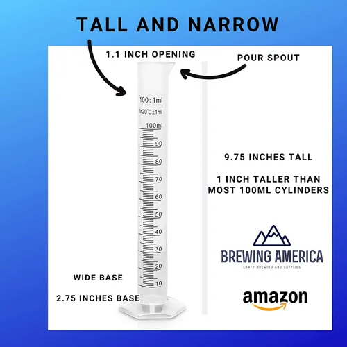 Vista 2 de Brewing America Vaso cilíndrico graduado de plástico de 3.4 fl oz – Frasco de tubo de ensayo de medición científica de 3.4 fl oz, marcado de 2