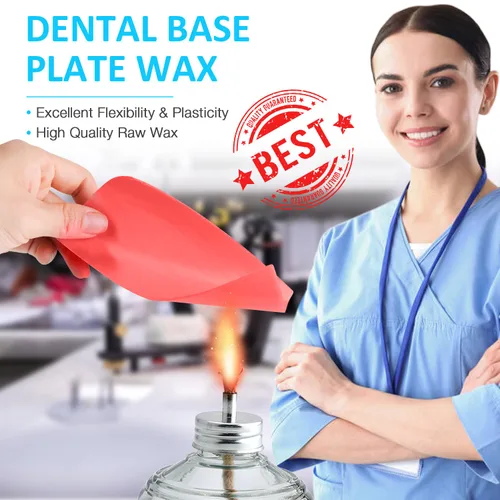 Vista 2 de ANNWAH 20 piezas de cera de placa base dental, no se puede utilizar para moldeo de dentaduras postizas, material de lámina de cera roja, hojas