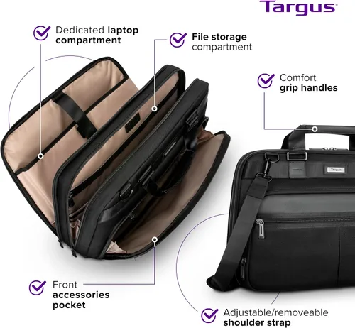 Vista 3 de Targus Mobile Elite - Bolsa para portátil de 15.4 pulgadas, compatible con controles de seguridad, tipo topload, negra (TBT045US)