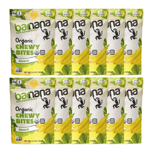 Vista 11 de Barnana - Bocaditos de plátano de coco masticables orgánicos, golosina deshidratada saludable, aperitivo de plátano y coco masticable, hecho