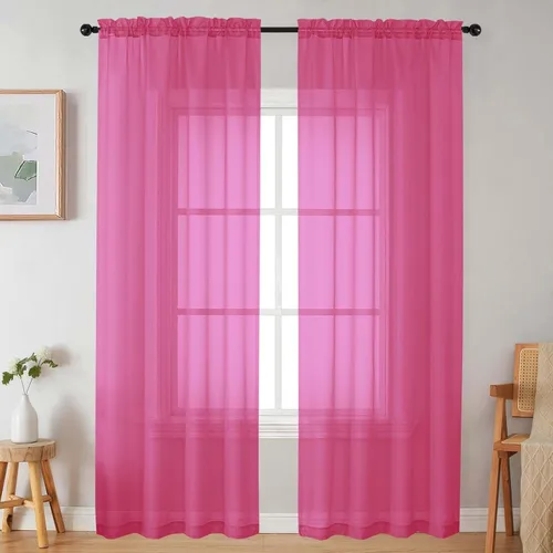 Vista 310 de 2 paneles de cortinas traslúcidas blancas para dormitorio, sala de estar, 96 pulgadas de largo, modernas, suaves, ligeras, con bolsillo para barra