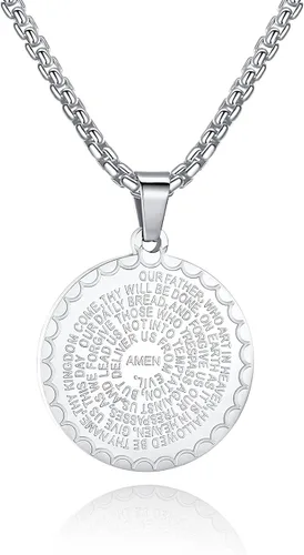 Vista 2 de Molike - Collar con colgante en forma de moneda de acero inoxidable para hombre y mujer