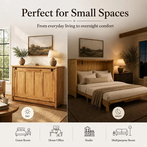 Vista 7 de NIGHT & DAY Muebles Orion Murphy Gabinete completo con colchón (natural, matrimonial)