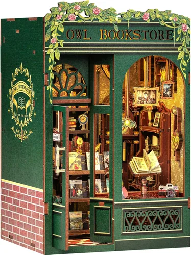 Vista 12 de Fsolis - Kit de manualidades para rincón de lectura, casa de muñecas en miniatura 3D, rompecabezas para adultos, 108 piezas de madera, decoración