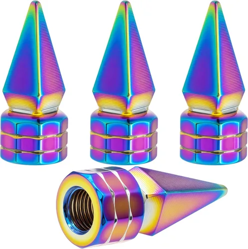 Vista 14 de 4 piezas de tapas de vástago de válvula de neumático de automóvil, tapas de válvula de aire de neumático a prueba de fugas de aleación de aluminio