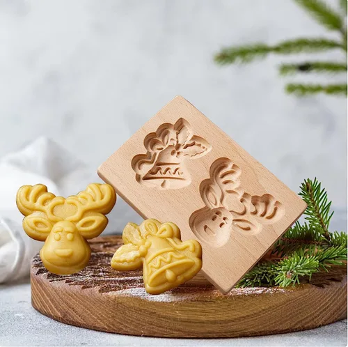 Vista 19 de Molde de galletas de madera, molde de horneado 3D, herramienta de horneado para manualidades y decoración con relieve, adecuado para Halloween