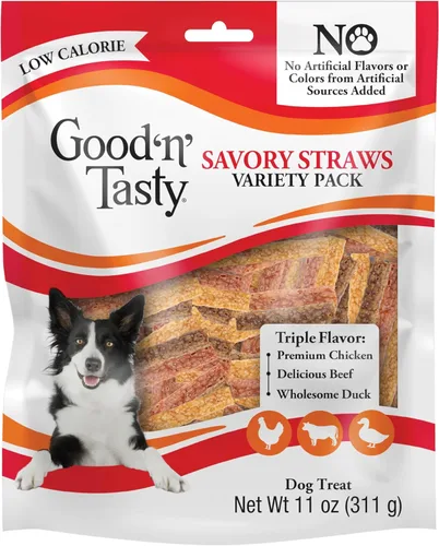 Vista 16 de Good 'n' Tasty Pilas de triple sabor con queso, 9 onzas, aperitivos de tamaño bocado para perros con pollo premium y queso real