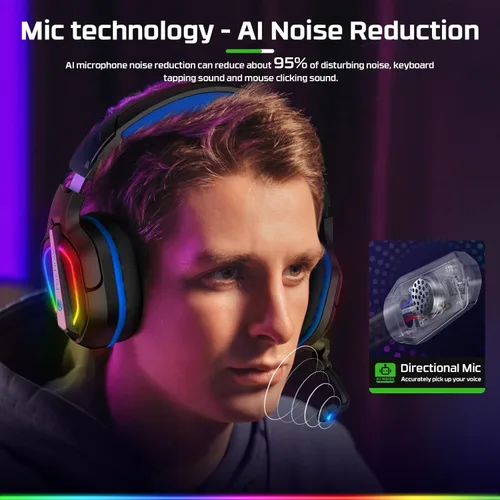 Vista 2 de Fachixy FC200 - Auriculares para juegos de PC para PS4, PS5, Switch, Xbox One, Mac, auriculares con cancelación de ruido con micrófono, auriculares